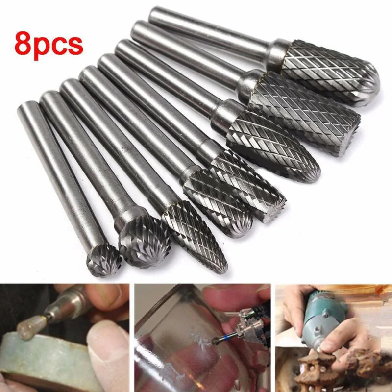 8 шт. большое твердосплавное вращающееся заусенце 12 мм набор двойных заусенцев