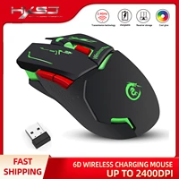 hxsj 2400dpi rechargeable wireless gaming mouse 7 color backlight breathing comfort gamer mice for computer desktop laptop