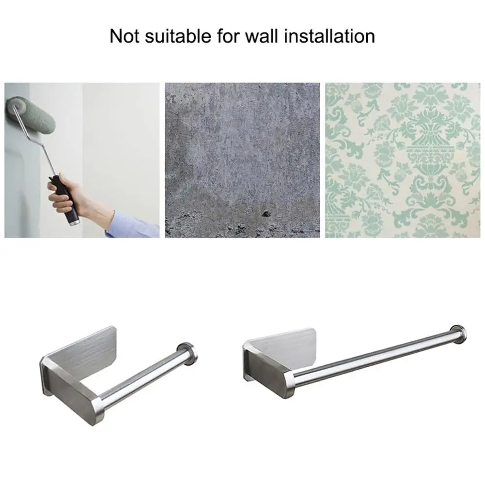 

Towel Rack Stainless Steel Paper Holder Rack Self-adhesive Towel Holder Towel Paper Stand Kitchen Bathroom Organizer Rack