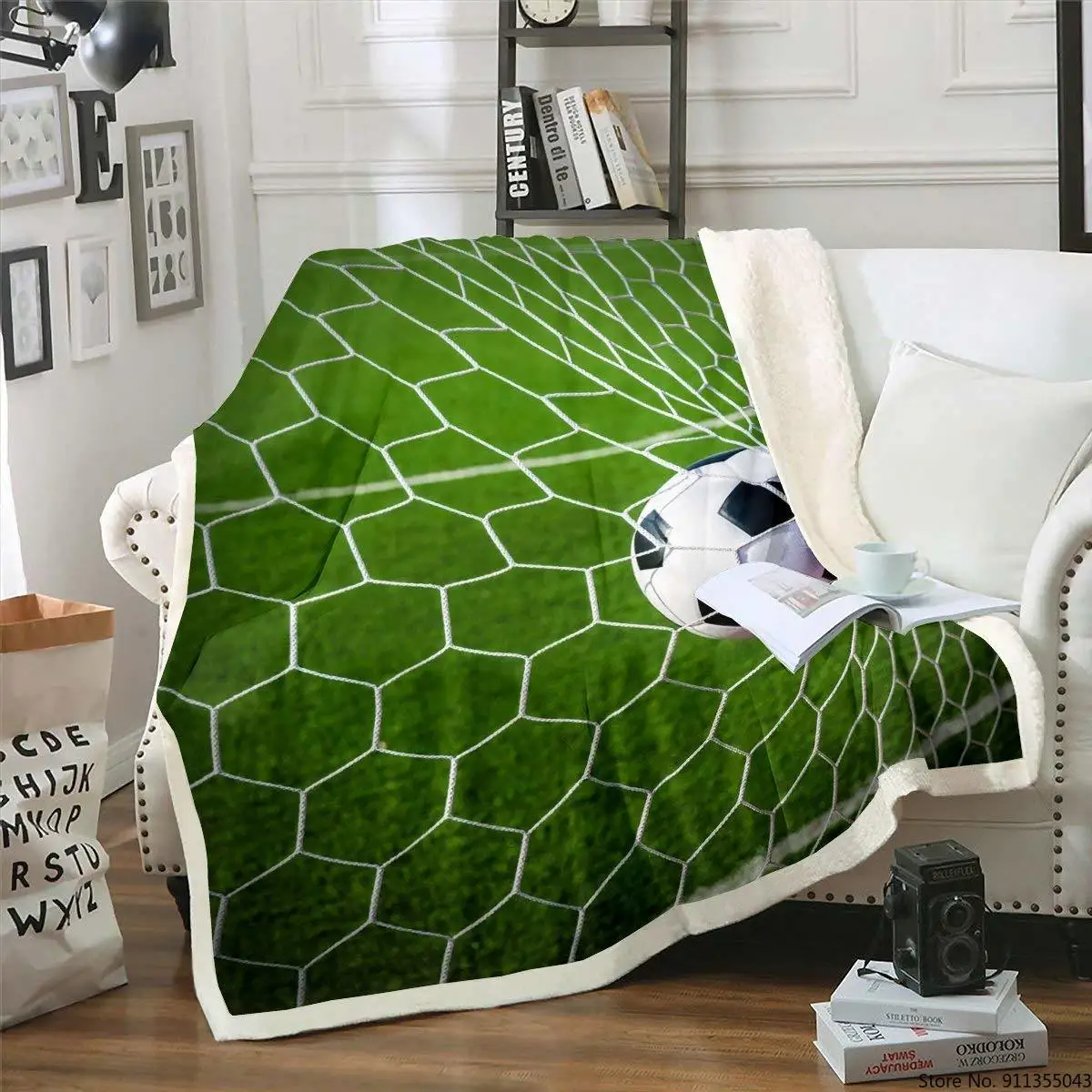 Одеяло для футбольной кровати фланелевое одеяло в виде сетки футбола плед Кубка