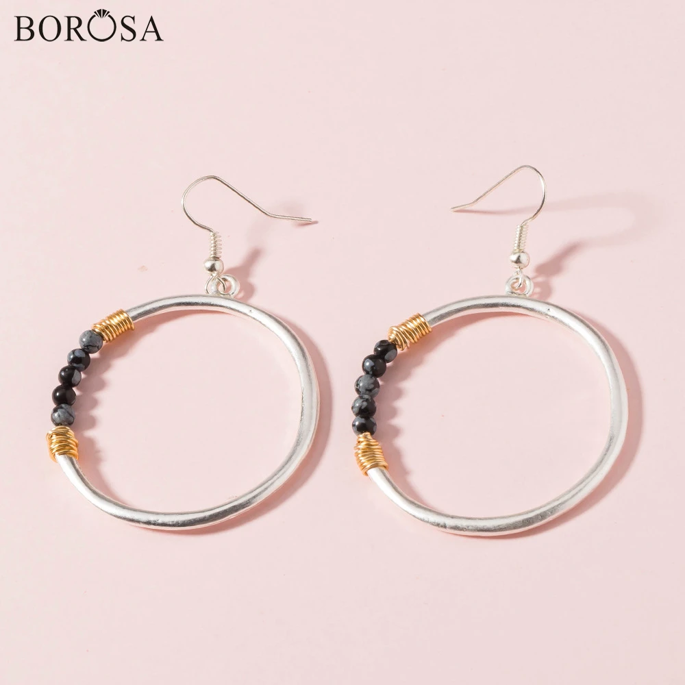 

Серьги-Подвески ручной работы из натурального камня, модного серебристого цвета, серьги-кольца из металла, 2020