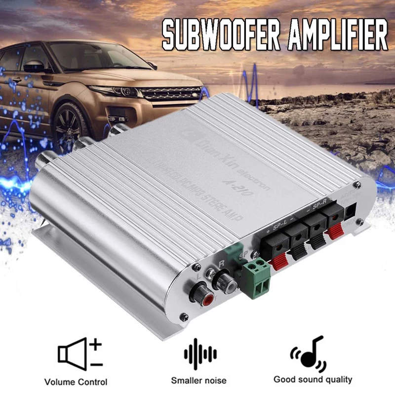Авто DX-210 2 1 канал бас Мощность усилитель HiFi аудио стерео Динамик бустер 12V