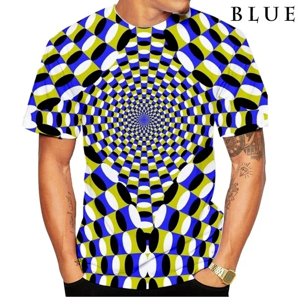 

New Fashion Mens Short Sleeved Hypnosis Funny 3D Print Casual T-Shirt