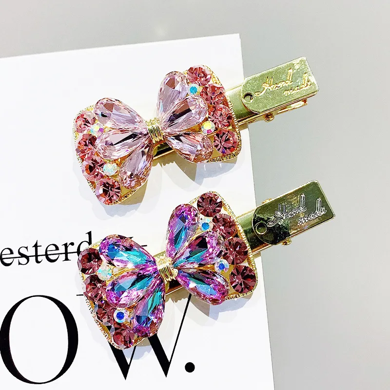 

Han edition bowknot hairpin headdress texture diamond girl duck mouth sweet word side clip bang clip to hair accessories