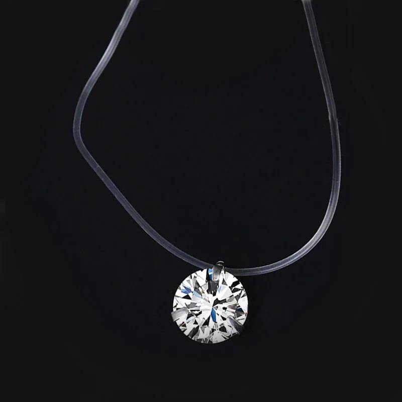 Модное уменьшенное невидимое прозрачное ожерелье из фианита Женская цепочка до