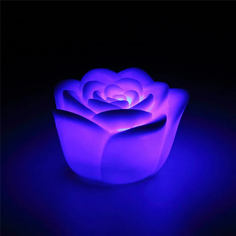 

Hot Sale 1 Piece Creative Rose Flower Shaped LED Light Night Changing 7 Colors Romantic Candle Light Lamp Drop Shipping