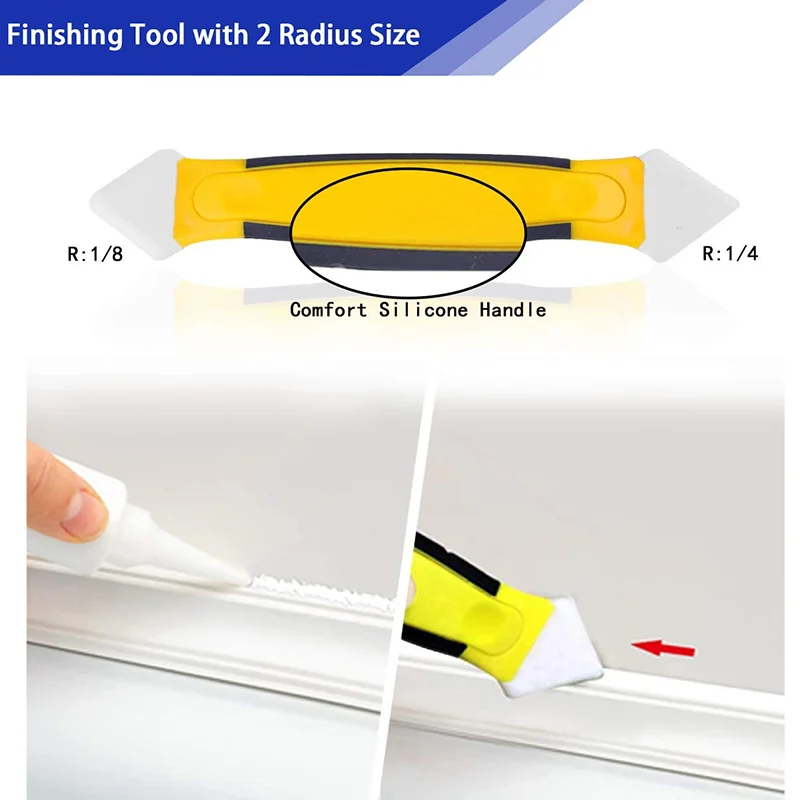 

10PCS Silicone Caulking Tool Kit-3pcs Sealant Remover Tool-6pcs Silicone Sealant Finishing Tool-1 Caulking Nozzle L5