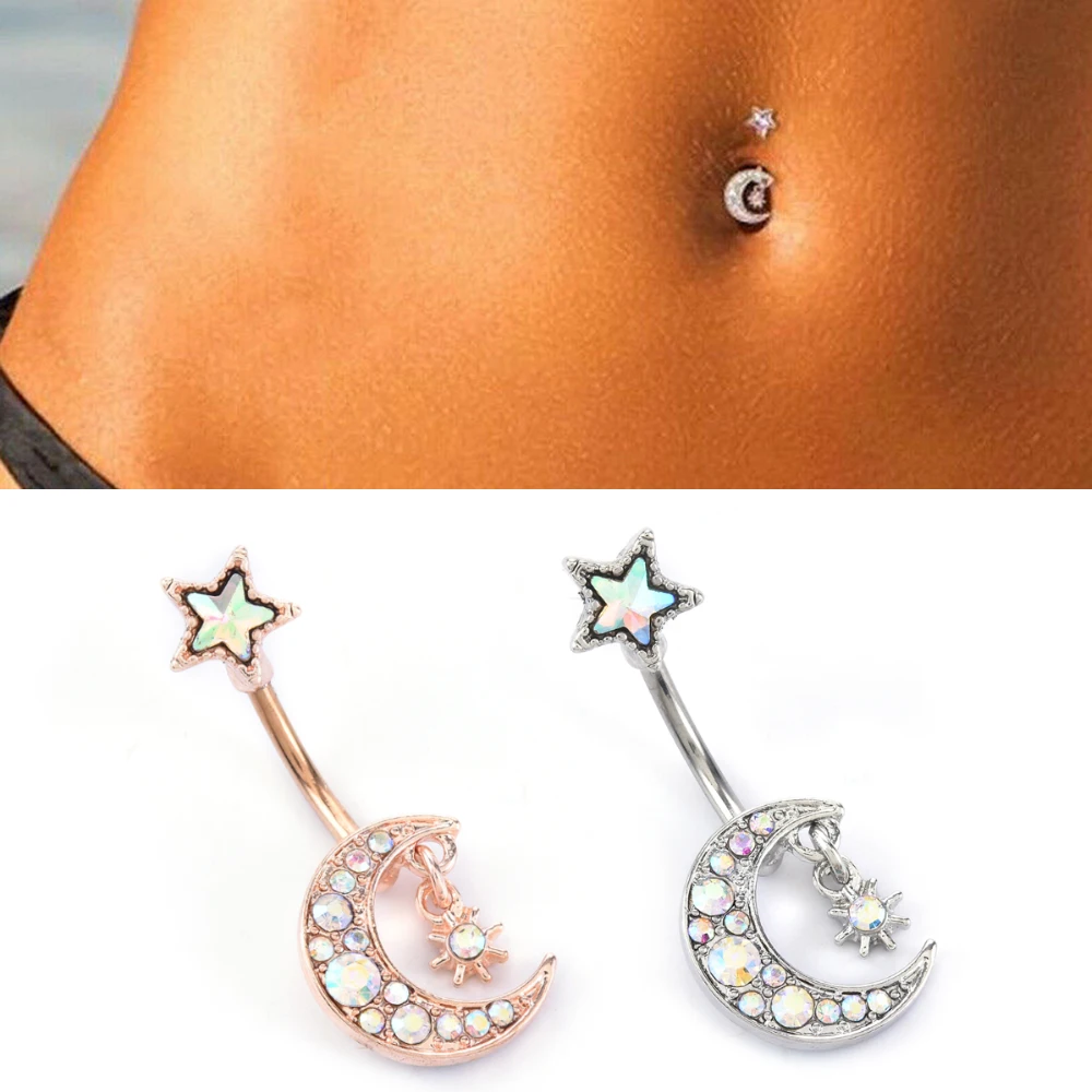 

Crystal Belly Button Rings Navel Ring Zircon Drop Dangle Body Belly Piercing Jewelry Women Beach Belly Navel Rings Jewellery