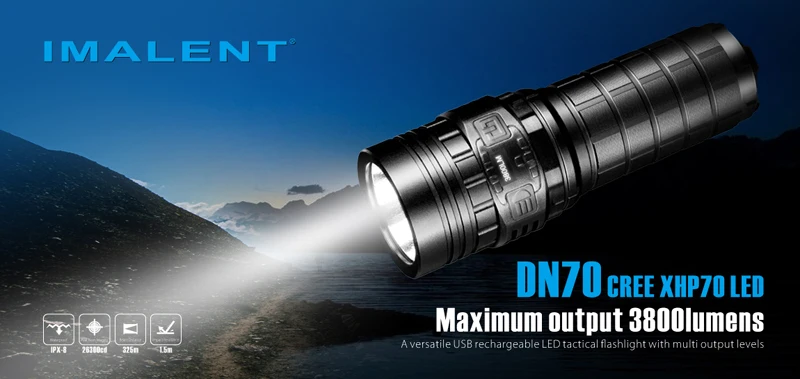 IMALENT DN70 задний фонарь XHP70 3800LM 6 режимов 325 метров многоуровневый USB Перезаряжаемый светодиодный фонарь IPX-8 водонепроницаемый фонарь