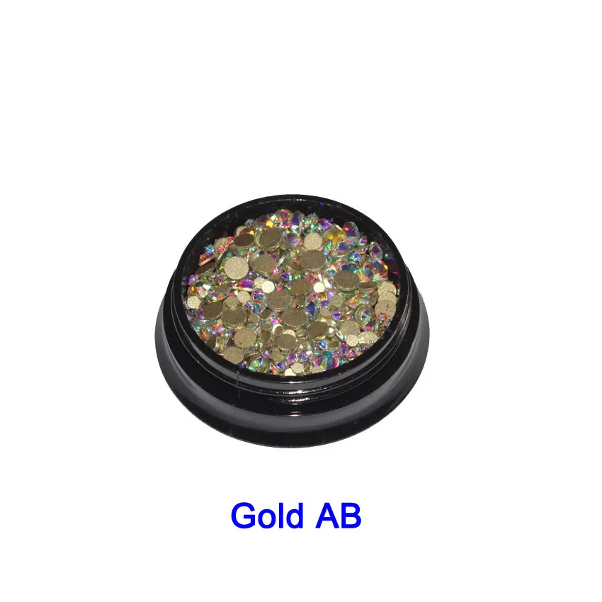Gold AB 1 коробка Стразы для ногтей плоские стеклянные кристаллы 350 шт смешанный размер Charm очаровательные драгоценные камни декорации аксессуары для ногтей аксессуары - Цвет: Gold AB