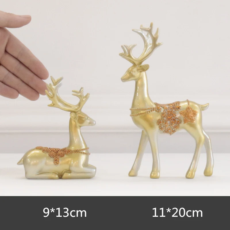 Silver Deer Set S VILEAD 2 шт./компл. 12,2 ''смолы фигурка оленя Творческий олень статуя современный Лось Скульптура Винтаж домашний декор для столовой офис - Цвет: Silver Deer Set S