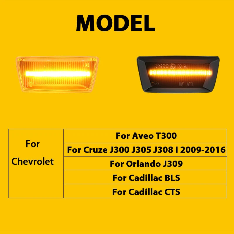 

QCDIN For Chevrolet Aveo T300 Side Marker Light Turn Signal Light For Cruze J300 J305 J308 Orlando J309 Cadillac BLS/CTS
