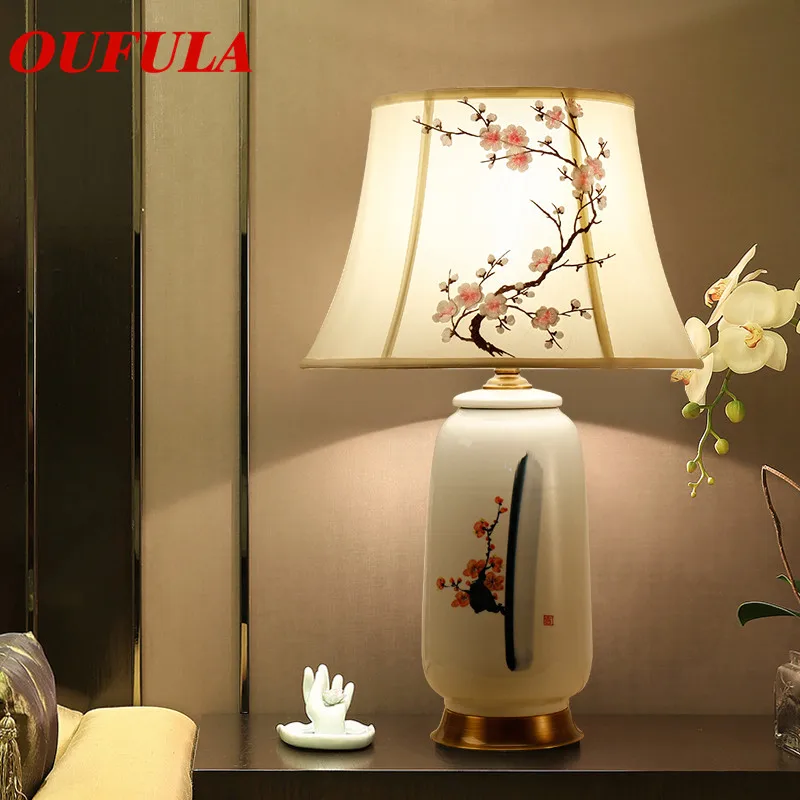 

OUTELA Ceramic Table Lamps Desk Lights Luxury Modern Contemporary Fabric for Foyer Living Room Office Creative Bed Room Hotel