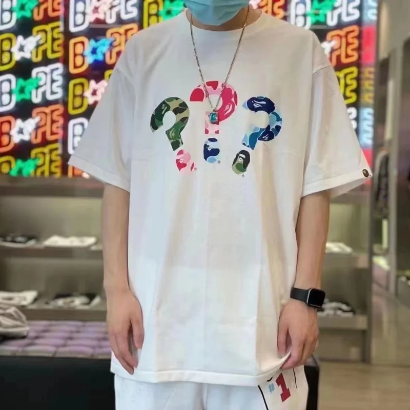 2021 летняя хлопковая Футболка Bape модная камуфляжная футболка с коротким рукавом и