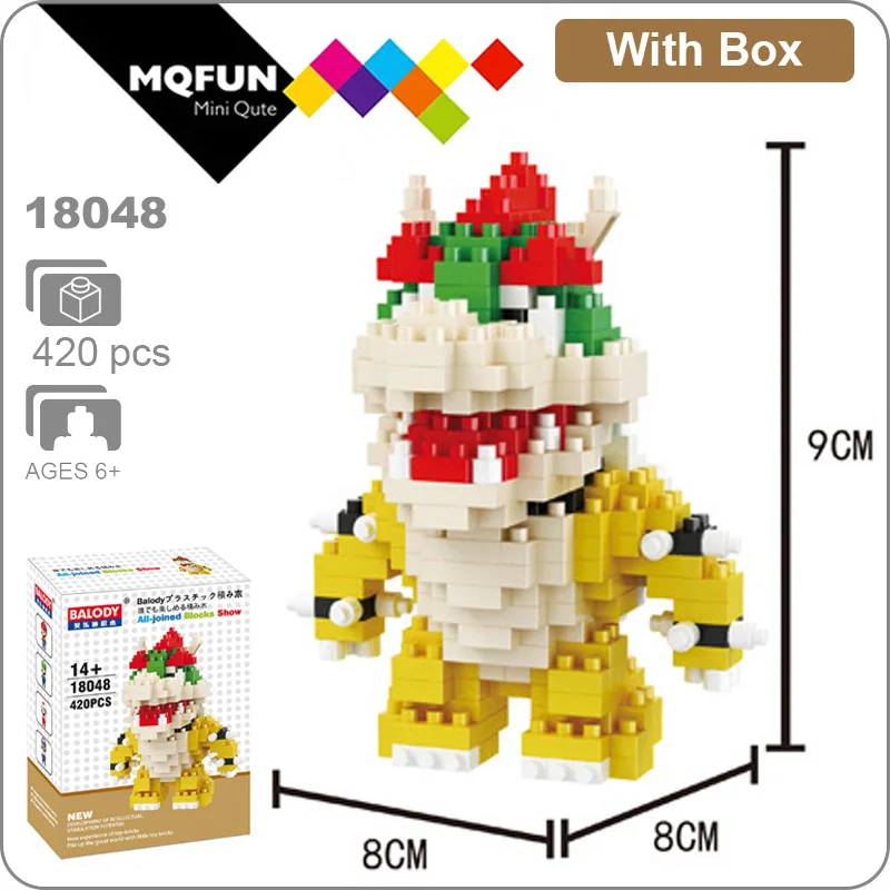 18048 With Box Balody Magic Blocks аниме мультфильм игры Йоши Супер Марио Wario мини блоки микро DIY строительные игрушки Фигурки подарки для детей - Цвет: 18048 With Box