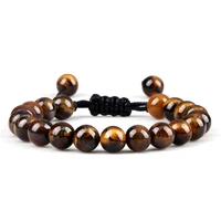 8mm trendy natural tiger eye lava stone beads bracelet for women men adjustable bracelets yoga healing counple jewelry new gifts