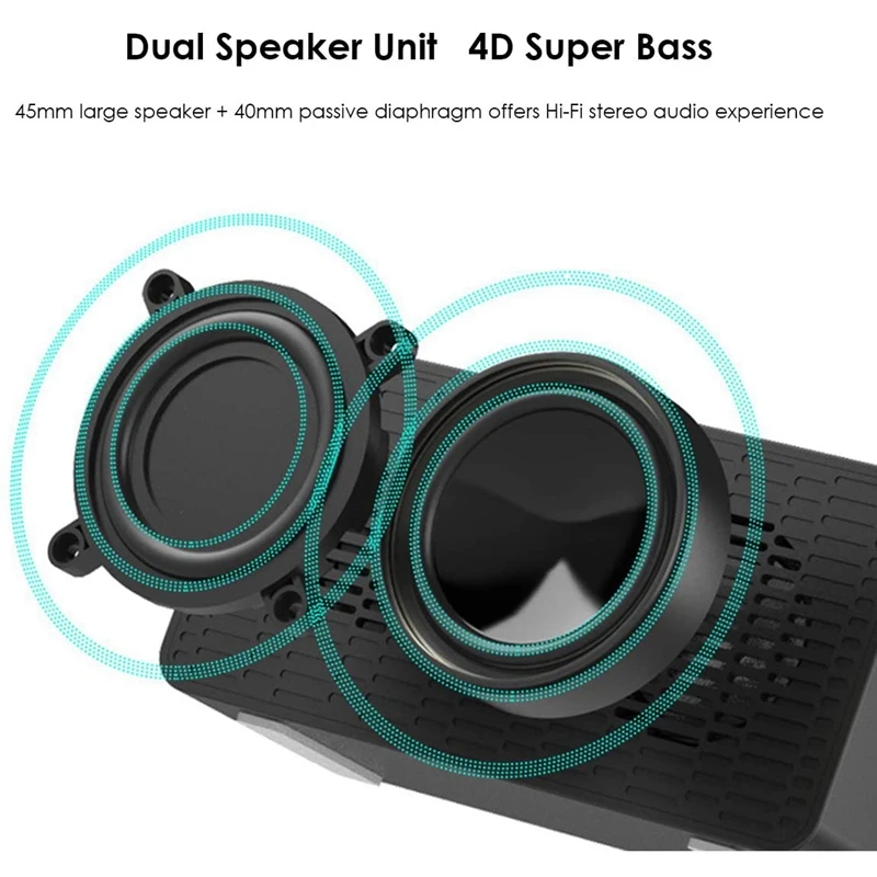 

Portable Speaker, Wireless Bluetooth Speaker, Digital Alarm Clock, LED Desktop Rearview Mirror, Support TF Card AUX Snooze Funct