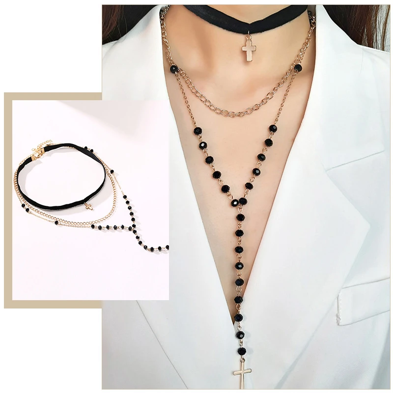 2/3 шт/набор мульти слоистые бусины Крест Колье для Для женщин заявление четки