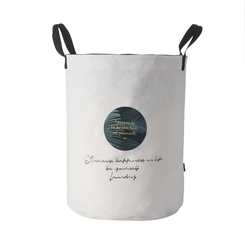 

Household Canvas Foldable Dirty Clothes Basket Large Capacity Portable Laundry Storage Bags with Drawstring Mesh Dustproof Cover