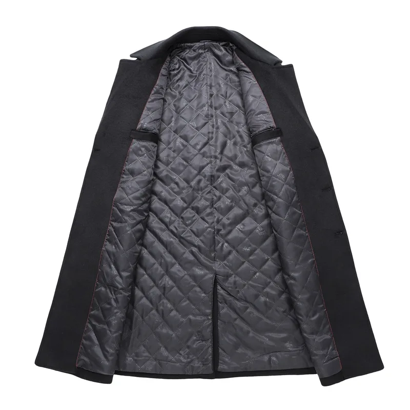 Мужское шерстяное пальто длинное двубортное модная ветровка размеры до XXXL зима