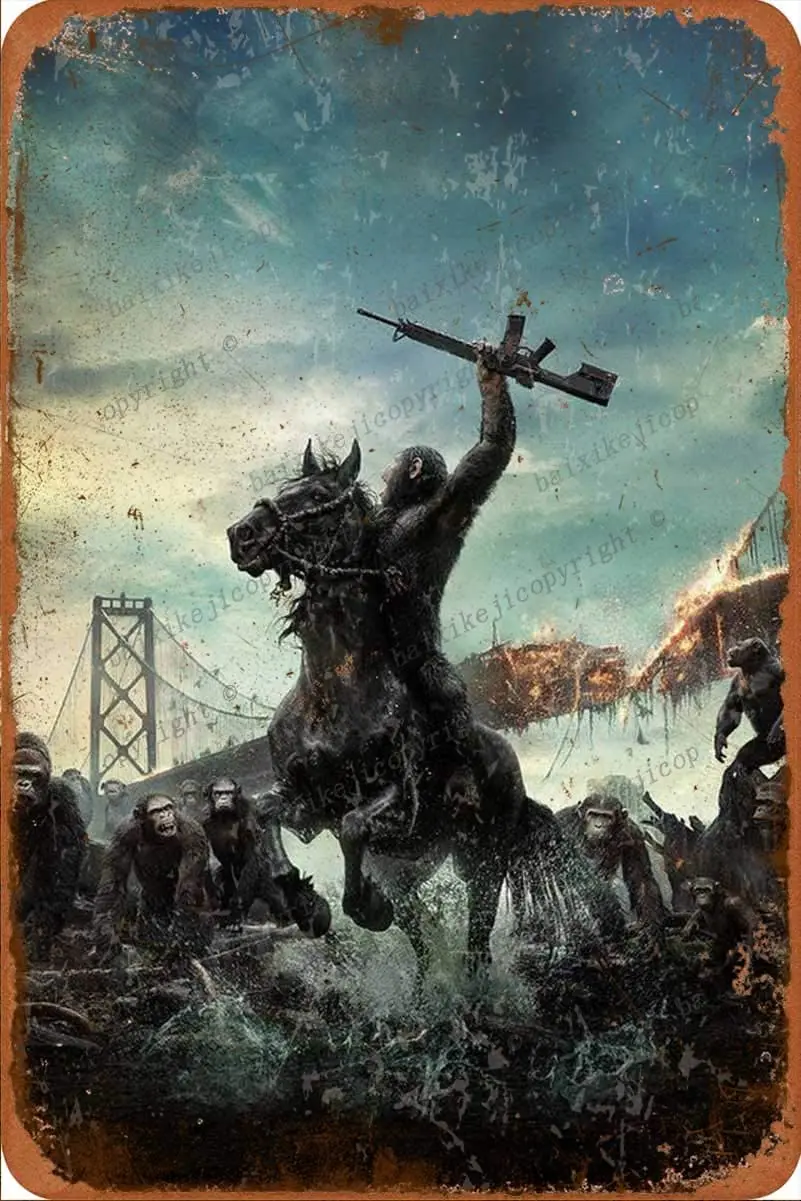 

Dawn of Planet of the Apes poster II Tin Sign Vintage Metal Sign Poster Home Wall Decor Cafe Bar pub Club Gift
