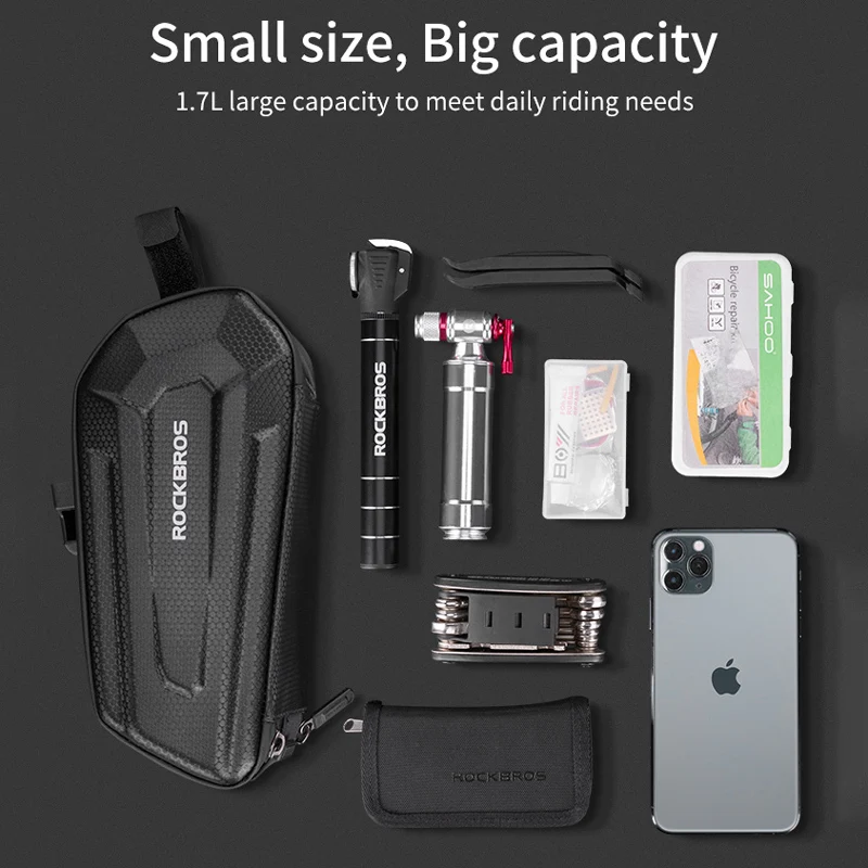 

ROCKBROS1.7L Bicycle Bag Waterproof Rear Large Capatity Quick Release Seatpost Shockproof Double Zipper Rear Bag Accessories