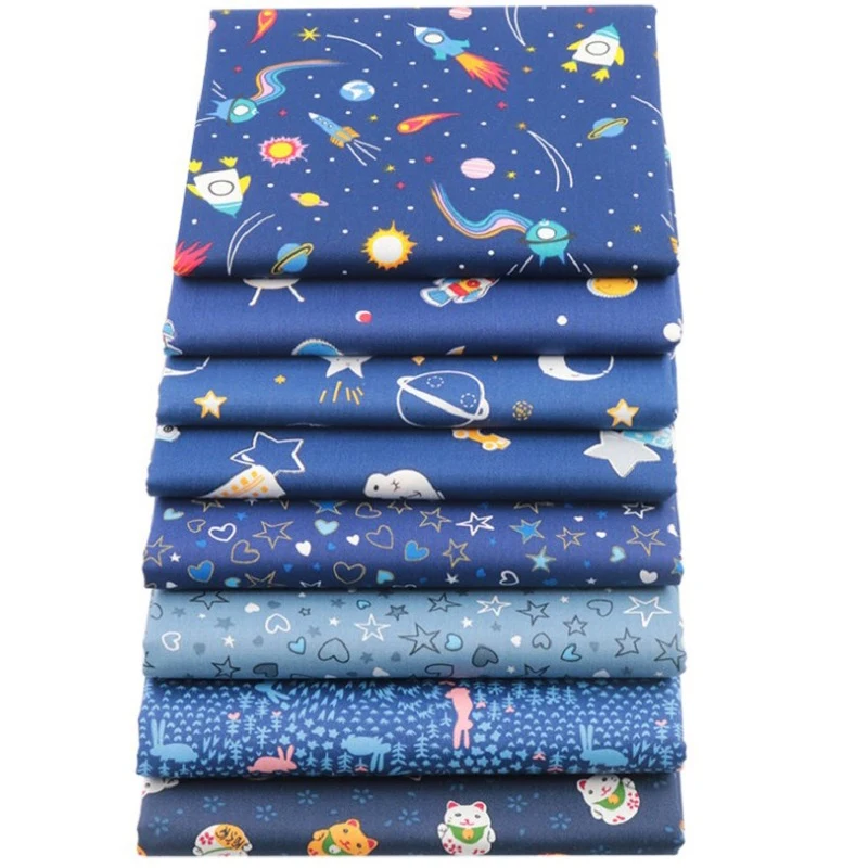 

New Cartoon Twill Printing Fabric Hand DIY Patchwork Set 8 Pieces of Decorative Cloth Children's Bed Fabric
