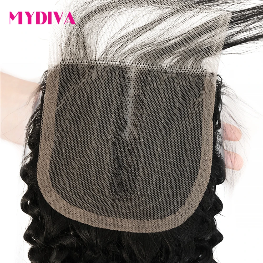 Mydiva Перуанские Курчавые Кудрявые Кружева закрытия с детскими волосами не Реми