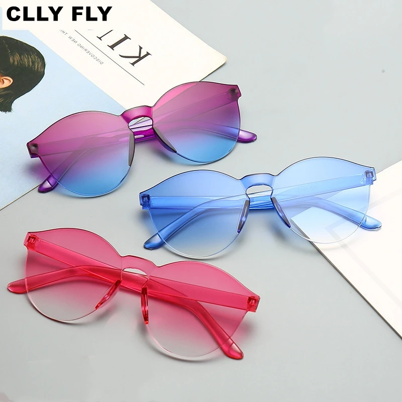 Очки солнцезащитные женские круглые прозрачные без оправы Модные Винтажные