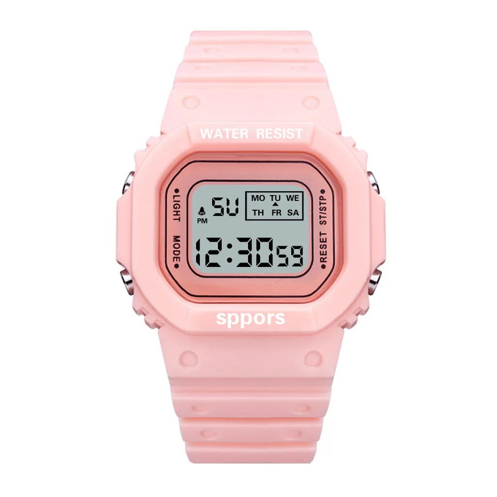 new men watch sports calendar alarm clock led display electronic watch plastic strap watches for women digital watch reloj mujer free global shipping