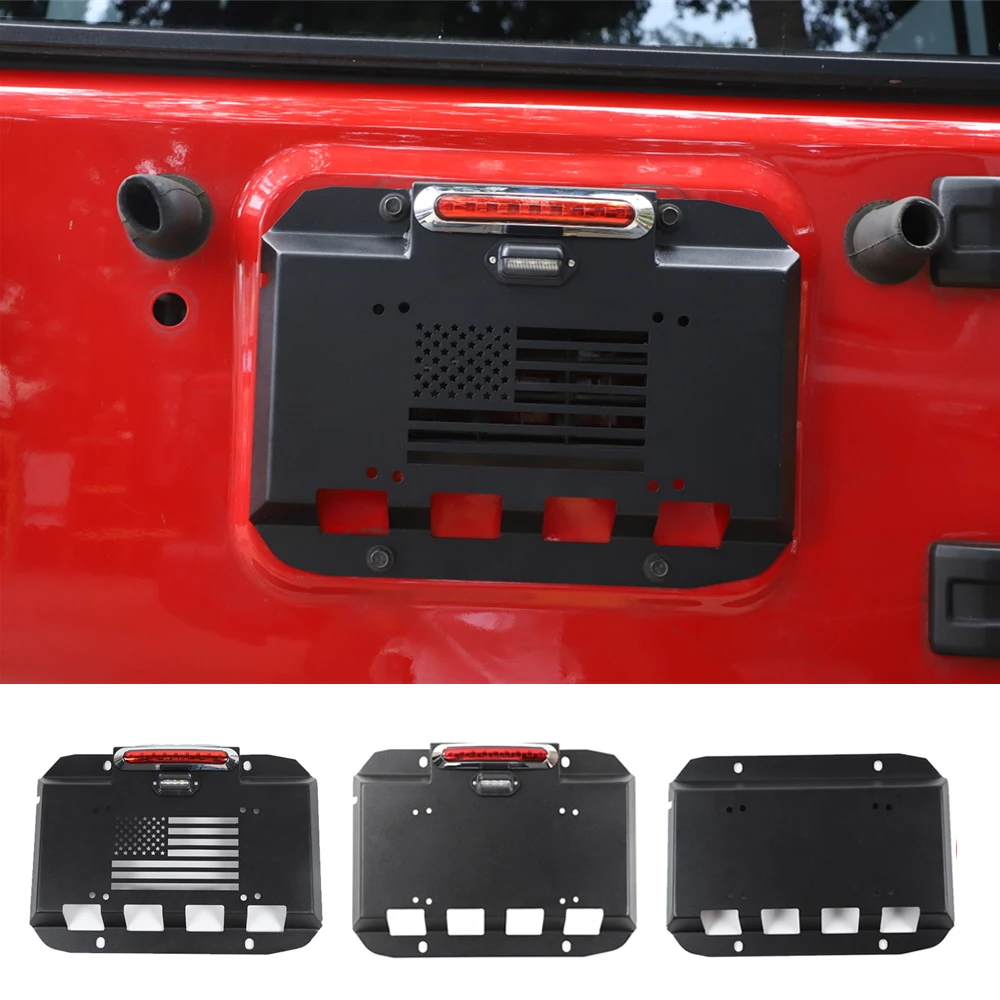 Aluminum Alloy Tailgate Exhaust Air Vent-plate Cover License Plate Trim Kit for Jeep Wrangler JK JL 2007+ Exterior Accessories