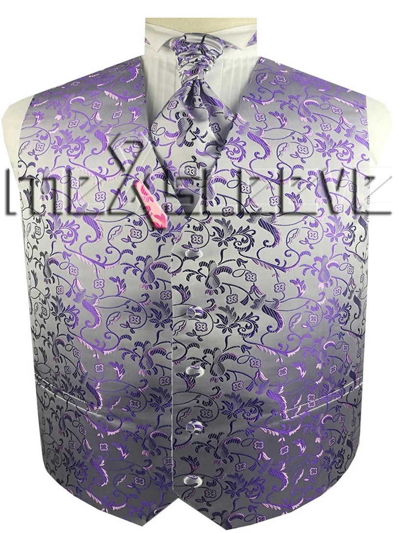 free shipping man's flower tailored tuxedo waistcoat set(vest+ascot tie+handkerchief