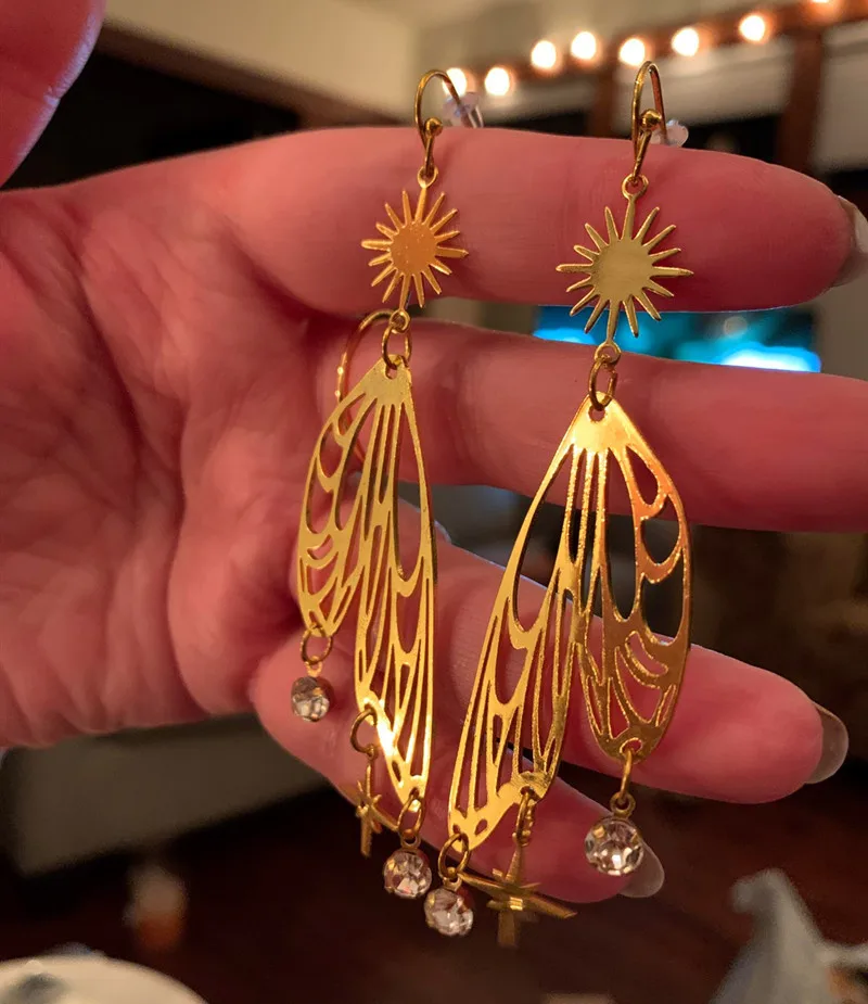 

New fashion Fairy Angel Wing Earrings star sun Bohemian wandering jewelry