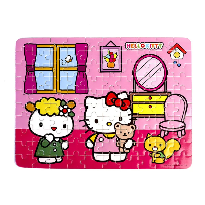 Пазлы hello kitty, 100 деталей, блестящие Пазлы для детей, Обучающие Развивающие пазлы, игрушки, рождественские подарки
