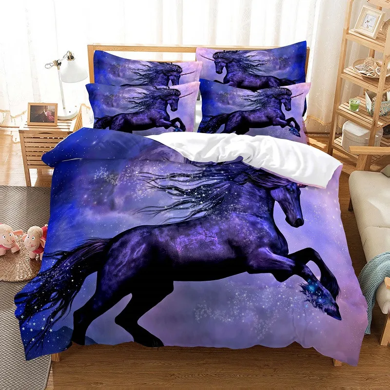 Конь постельное белье 3d цифровой печати королевы Размеры комплект с модным