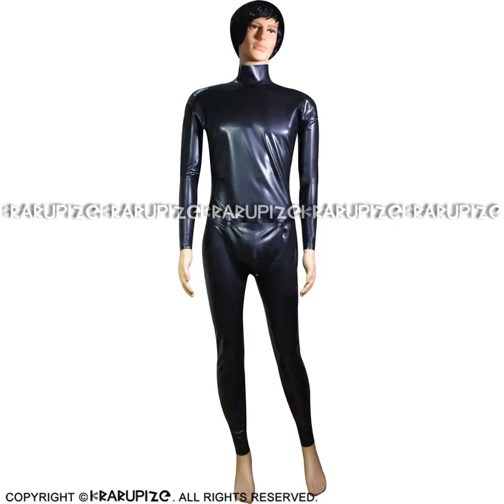 Black Sexy Latex Catsuit With Codpiece Back Zipper Rubber Body Suit Bodysuit Zentai Overall LTY-0133 | Тематическая одежда и