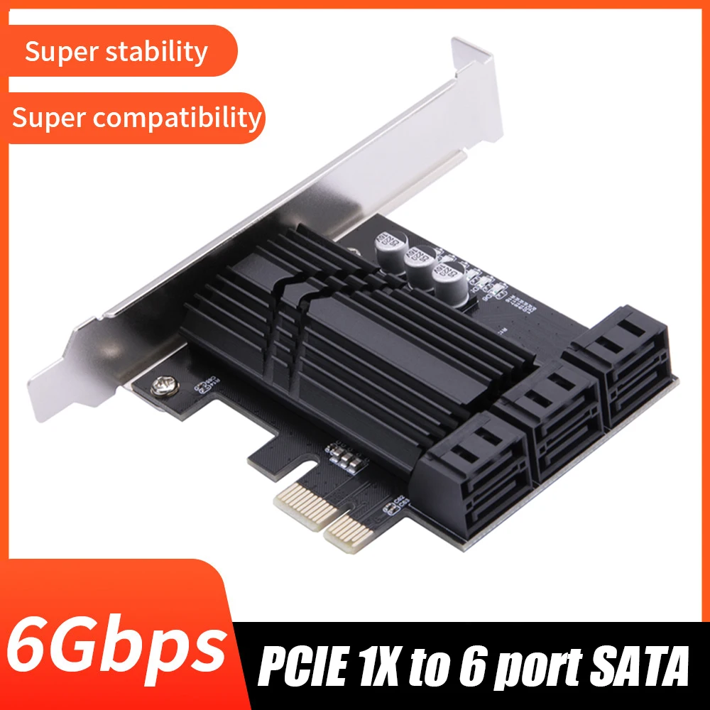

PCIE 1X to SATA 3.0 Expansion Card 6 Port 6G PCI-e SATA ASM1166 Controller HDD Adapter Card for Windows Linux System