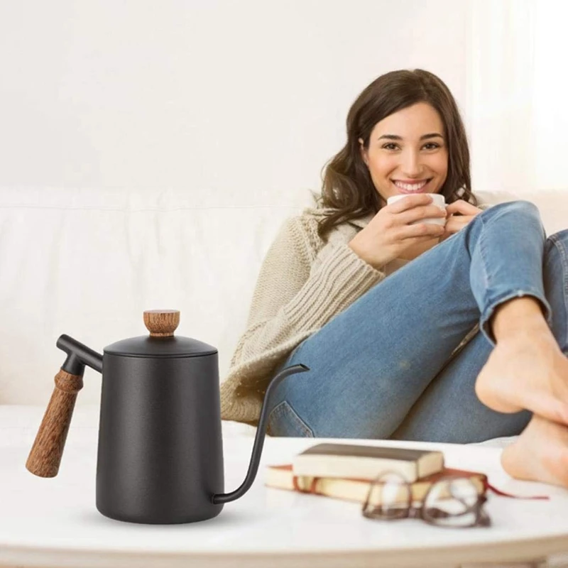 Нержавеющая сталь длинный узкий носик кофейник нержавеющая деревянный ручной