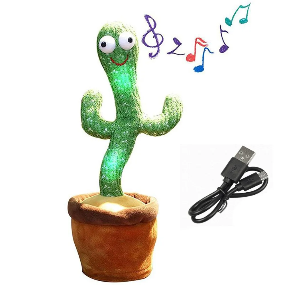 

Cactus Plush Toy Electric Singing Dancing Twisting Luminous Recording Plush Toys for Children Festival Christmas Gift