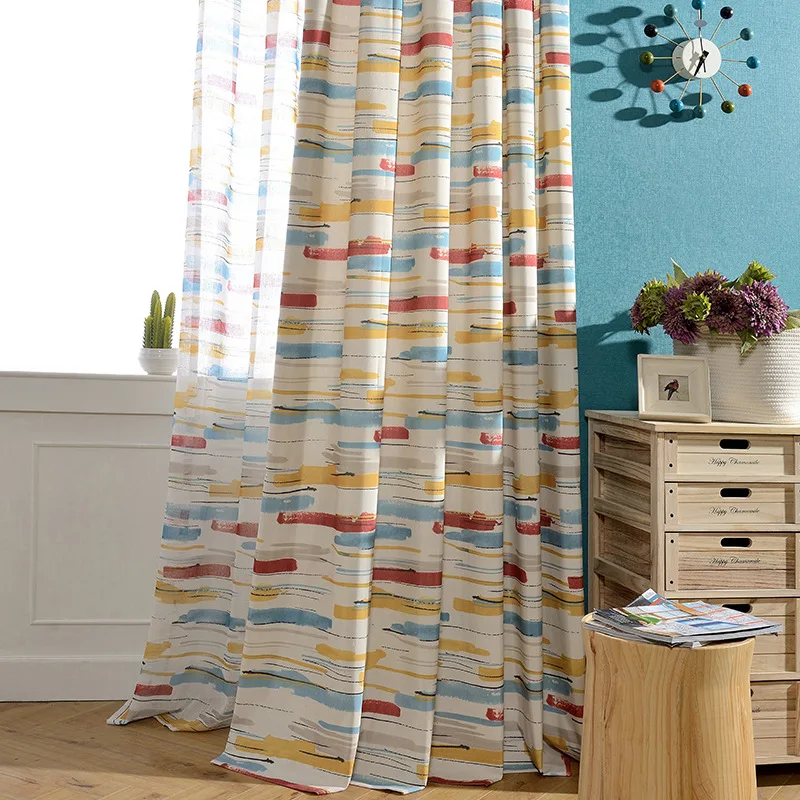

Art Space Curtain Modern European Style Curtain Polyester Cotton Printed Window Screening Curtain