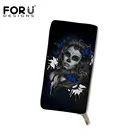 Женский кошелек в готическом стиле FORUDESIGNS с изображением сахара, черепа, Дня мертвых девушек, кошелек, держатель для телефона, монет, наличных денег, сумочка для денег, подарки на Хэллоуин 2021
