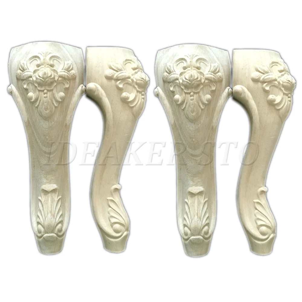 

1/4Pcs 260mm Heavy Duty Solid Wood Carving Cabinet Feet European Style Wooden Furniture Legs for Sofa Cabinet Dresser Loveseat
