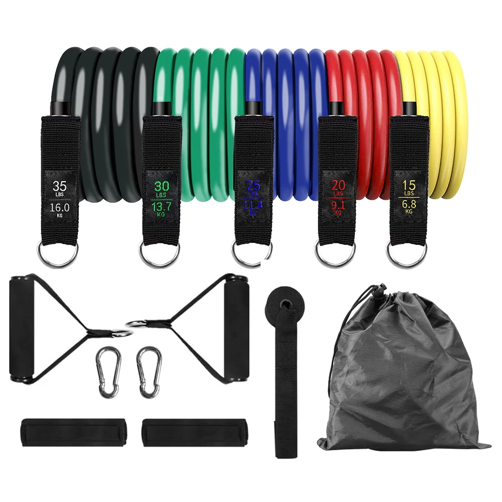 

13Pcs Resistance Bands Set Stackable Exercise Bands Workout Elastic Pull Rope Belt Portable Stretching Strength Training Chest