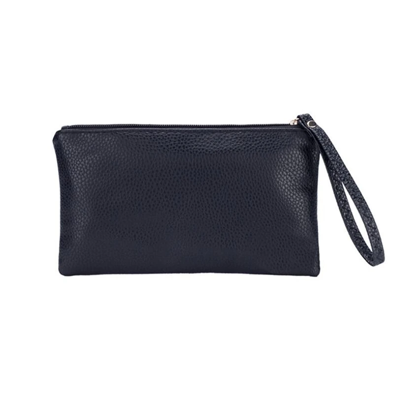 

LKEEP Solid Simple Men Women Wallets PU Leather Bag Zipper Clutch Coin Purse Phone Wristlet Portable Handbag For Party Shopping