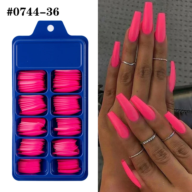Lamemoria 100Pcs Long Ballerina Nails Clear Coffin Fake Tips ABS Full Cover Pointed Fasle Manicure Charms | Красота и здоровье