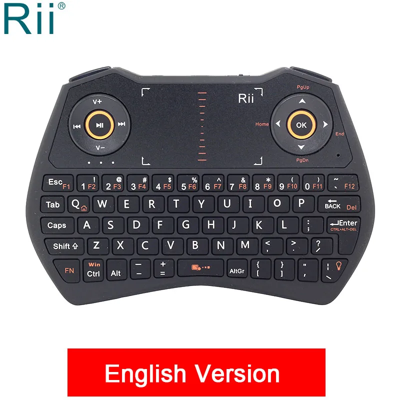 English Version Rii i28C русская французская мини беспроводная клавиатура с подсветкой 2,4 ГГц воздушная мышь с портативной сенсорной панелью для мини-ПК X96 Android tv Box - Цвет: English Version