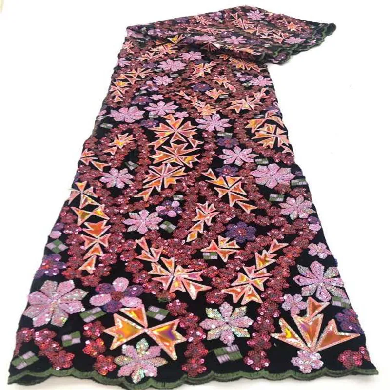 

Madison African Velvet Lace Fabrics 2020 High Quality Sequins Lace Nigerian Lace Fabrics For Wedding French Lace Fabric