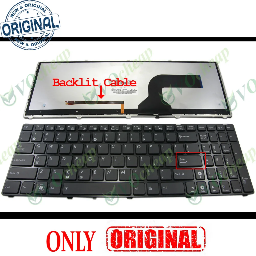 Новая клавиатура для ноутбука Asus G53 G60 G73 K52 K53 K53s X73 U50vg черная рамка с подсветкой