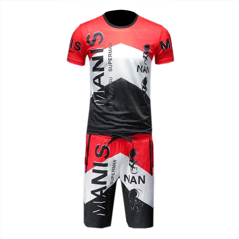 

Mens Sets Summer Fashion Tracksuit Luxury Print O Neck Track Suit Male Elastic Waist Jogger Set Shorts + Short Tshirt Sweatsuit