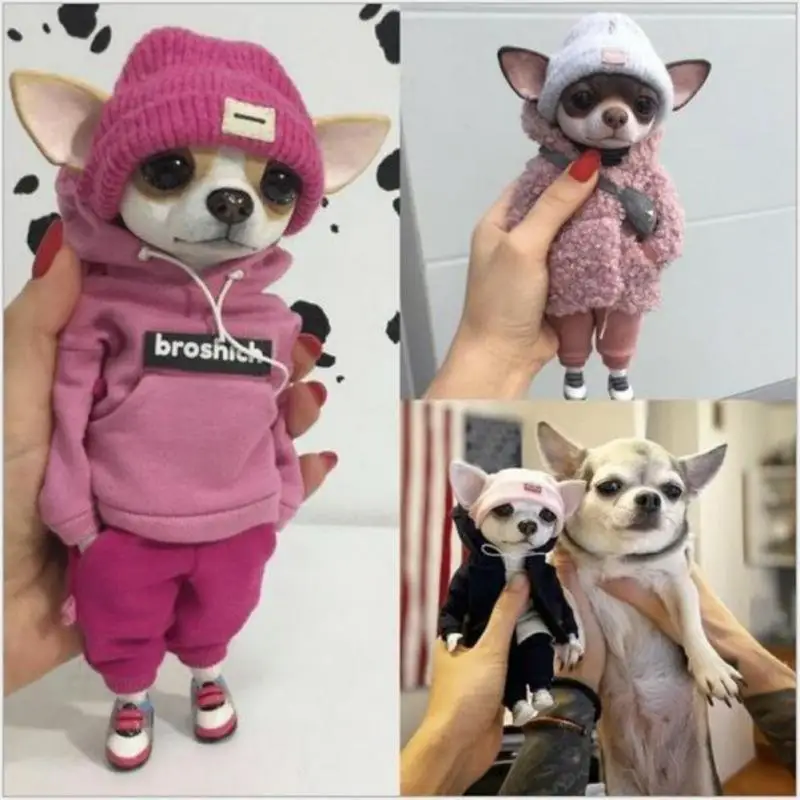 

Resin Ornaments Miniature Figurines Model Mini Animal Simulation Standing Dog Doll For Home Decor Accessories Children's Gift
